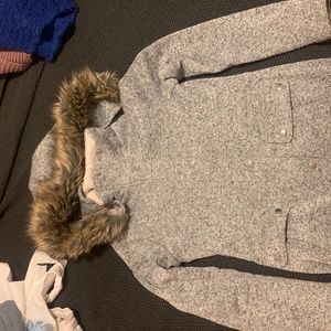 Small Altar'd State faux fur hooded zip up sweater